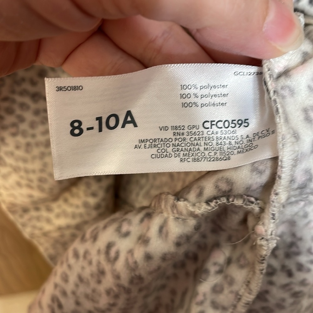 CARTER'S NWT Girls Size 8-10 Leopard Fleece Nightgown Animal Print Long Sleeve - Picture 7 of 12